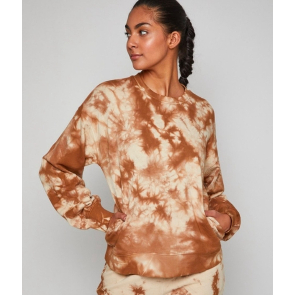 Fourlaps women's zippered pockets tie dye crewneck sweatshirt size S